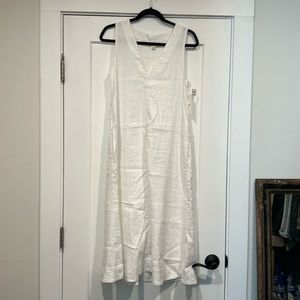 White Linen Ankle lengths dress.